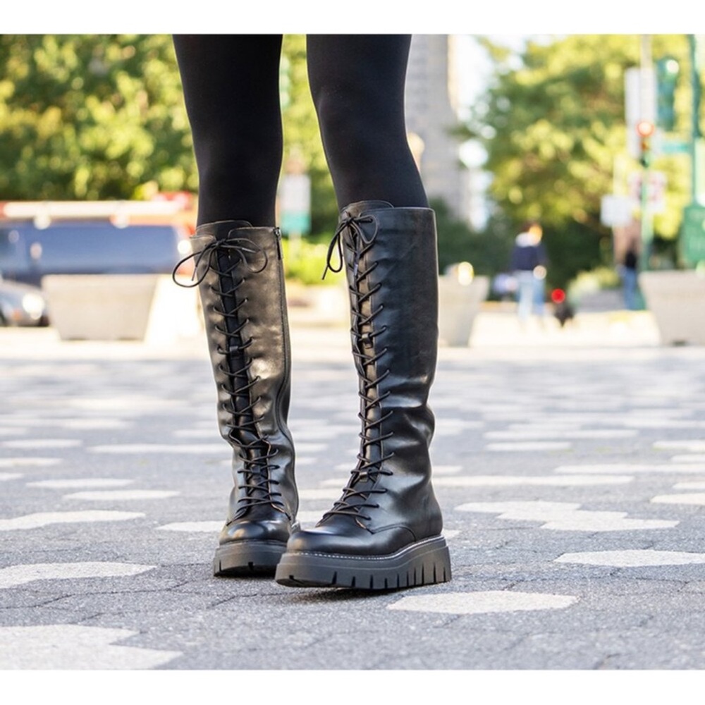J/Slides Telly Lace-Up Knee-High leather Boots
